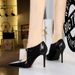 9783-1 Style Heels, Slim Heel, Suede, Pointed Patchwork, Hollowed Out Deep Cut S, Single Shoe, High Heeled Women's_vogvips.com