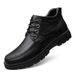 High Top Leather Shoes Gentleman Casual Big Head Shoes Large Size Fleece Boots_vogvips.com