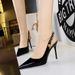 Back Empty Shoes High Heels Pointed Hollow Metal Chain Rear Strap High Heel Single Shoes Women_vogvips.com