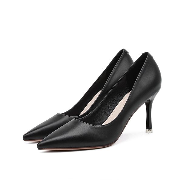 New Single Shoes Pointed Stiletto Red High Heels Professional Women's Shoes Black Work Shoes_vogvips.com