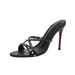 1529-4 Fairy Style Rivet Cross Strap Open-Toe Sandals Thin Heel Round Toe High Heels Korean Version Elegant_vogvips.com