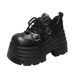 Muffin Shoes Platform Loafers Women's Belt Buckle Loafers Heightening Single Shoes_vogvips.com
