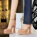 Hollow Bag Head Sandals Women's Round Head One-word Buckle Hollow Women's Shoes Thick Heel Double-layer Waterproof Table High Heels_vogvips.com