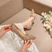 Women's Wedding Shoes Champagne Gold Pointed Toe High Heels Rhinestone Bridal Shoes For Bride Comfortable Elegant Princess Style Women's Single Shoes._vogvips.com