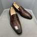 Classic Italian style loafers cowhide business dress shoes slip-on leather shoes for men_vogvips.com
