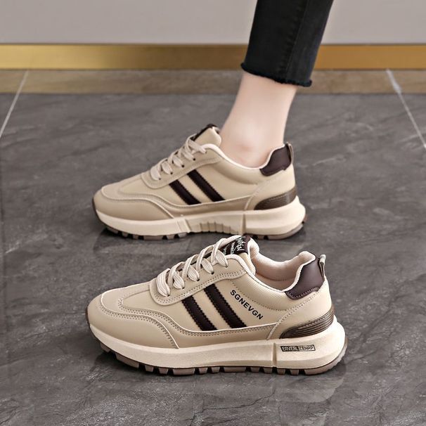 2025 Spring And Autumn New Women's Lightweight Running Shoes With Soft Sole, Non-Slip, Fleece-Lined Leather Surface,_vogvips.com