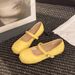 Versatile Square Head Pleated Word With Soft Bottom Flat Bottom Shallow Mouth Ballet Mary Jane Women's Single Shoes_vogvips.com