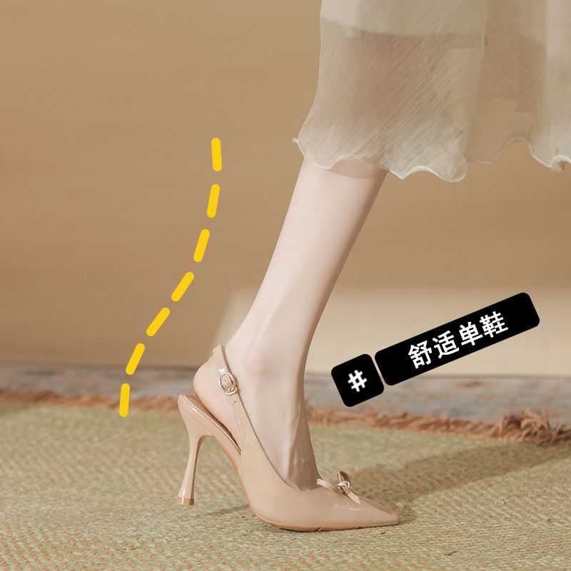 316-209 Patent Leather High Heels For Women New Bowknot Backless Large Plus Size Wide Sandals_vogvips.com