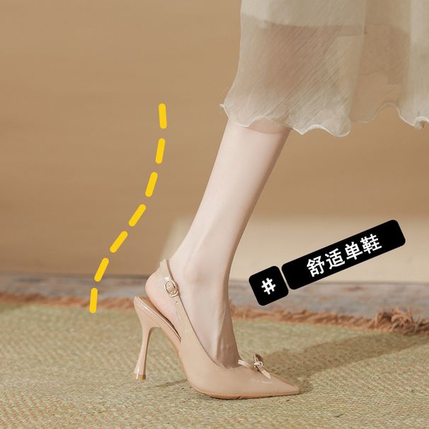 316-209 Patent Leather High Heels For Women New Bowknot Backless Large Plus Size Wide Sandals_vogvips.com
