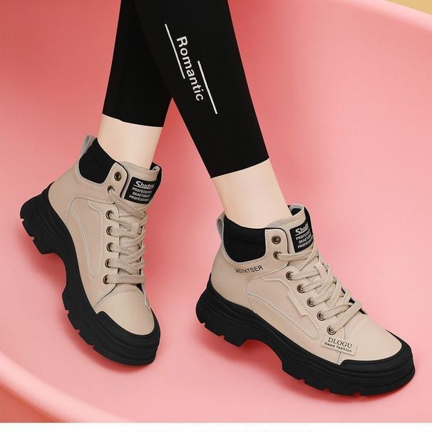 High-top Shoes For Women 2025 Autumn Winter New Soft Leather Versatile Martin Casual Fashion Sports Women's Boots_vogvips.com