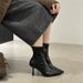Cowhide Versatile Soft Leather Slimming Thin Heel Pointed Toe High Heels Fashion French Style Slim Women's Short Boots_vogvips.com