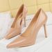 Pointed Toe High Heels Women's Patent Leather Waterproof Platform Sexy Thin Heel Nude Comfortable Shoes Not Tired Feet_vogvips.com
