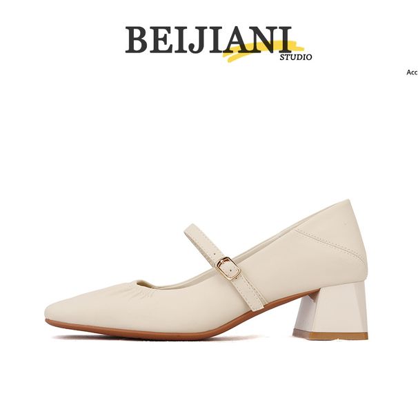 BEIJIANI 332-33 Women's Cross-Border Sheepskin Chunky Heel Mary Jane Shoes With Single Strap And Soft Leather_vogvips.com