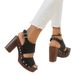 New Fashion Fish Mouth Rivet Thick Heel High Heel Wood Grain Women Strap Sandals_vogvips.com