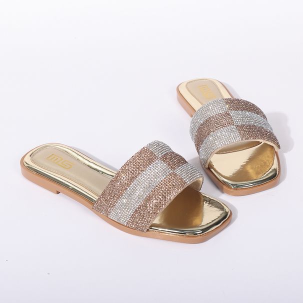 MS Glitter Flat Sandals - Crystal-Embellished Slide Slippers For Women, Breathable & Lightweight Summer Shoes For Beach, Casual & Daily Wear_vogvips.com