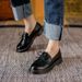 Women's Shoes Retro Thick Soled Chunky Heeled Leather Shoes Bowknot Tassel Loafers Slip On Lazy Round Toed Single Shoes For Women_vogvips.com