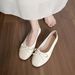 Square Head Shallow Mouth Ballet Flats Women's Bow French Single Shoes Soft-soled Grandma Shoes_vogvips.com