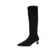 Women's Winter High Top Boots Fleece Lined Leopard Print Pointed Toe Slim Fit Suede Mid Heel Elastic Plus Size Fashion Boots_vogvips.com