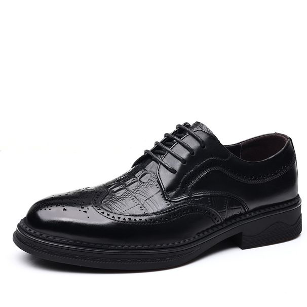 Men's shoes fall business formal leather shoes men Brock leather soft bottom breathable wedding groom shoes_vogvips.com