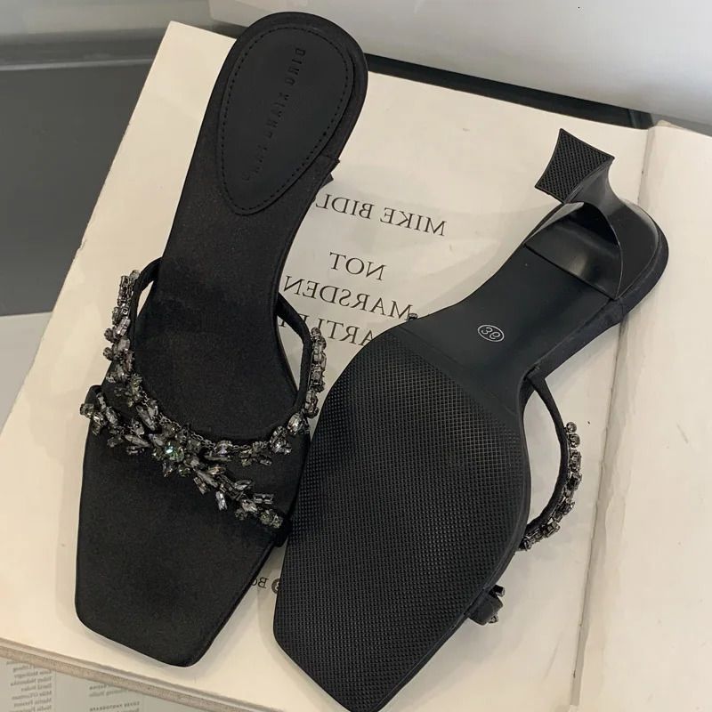 Eilyken Street Style CRYSTAL Narrow Band Slippers Woman Open Toe Thin High Heels Sandals Stripper Party Slides Shoes_vogvips.com