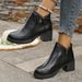 Women's Plus Size Suede Ankle Boots Autumn Mid Heel Chunky Retro Martin Style Side Zipper_vogvips.com