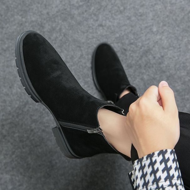 European Warm Series 2025 Youth Short High Top Shoes Martin Suede Leather Men Boots Inner Height Increase Trendy_vogvips.com