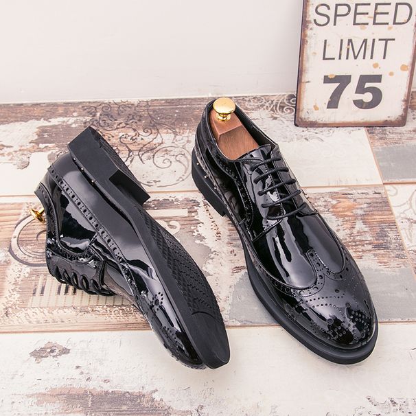 Spring New Glossy Leather For Men Breathable Business Formal Brogue Oxford High-end Cross-border European Version Trendy_vogvips.com