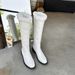 Boots Snow Boots Women's Winter Fleece Thickened Skinny Flat Boots Small Fragrant Rhombus Tall White Boots_vogvips.com