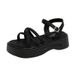 Thick-soled Silver Open-toed Sandals Women's Day Out With Skirt Casual Vacation Roman Beach Shoes_vogvips.com