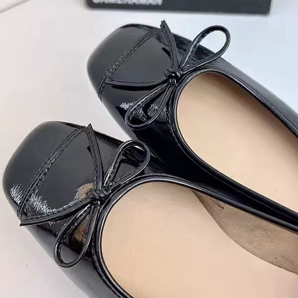 Roman Holiday Hepburn Style Ballet Slipper Withdraw Your Big Sale Tail Goods Bows Oversized Shoes Square Toe Flats_vogvips.com
