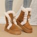 Women's Shoes Winter New Style Retro Fur Lined Warm Snow Boots For Women, Thick Sole, Fleece Lined, Extra Thick, Non Slip Cotton Shoes_vogvips.com