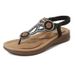 Women's Shoes Outside Flower Pattern Rhinestone Sandals Flat Large Size Sandals_vogvips.com