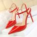 MTX 86-1 Style Simple Thin Super High Heel Shallow Mouth Pointed Toe Patent Leather Sexy Nightclub Slimming One-Strap_vogvips.com