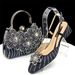 INS Women's Shoes Paired With Dinner Bag Set, Square Toe, Slim Heel Comfortable Hollow Sandals Paired With Flower Bag,For Summer Autumn Spring_vogvips.com