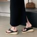 Platform Flip-Flops For Women, Fashionable Outdoor Wear, 2025 Summer New Style, Jute Rope, Height Increasing, Wedge_vogvips.com