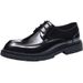 Business leather shoes for men formal leather round head casual bright brown thick soles increase large Head Derby shoes_vogvips.com