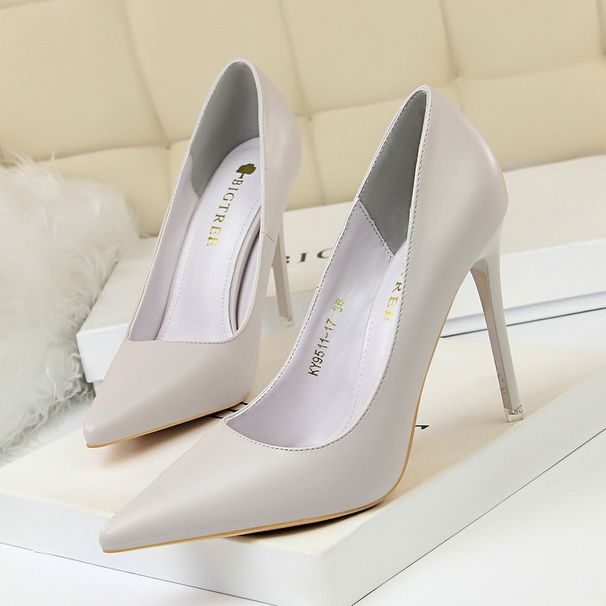 9511-A17 Korean Fashion Simple Versatile S Thin High Heel Shallow Mouth Pointed Professional OL Slim Women's Single_vogvips.com