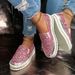 Women's Sparkly Slip-On Loafers With Rhinestone Glitter Detail Comfortable Platform Casual Flats For Everyday Wear Casual Flat Shoes_vogvips.com