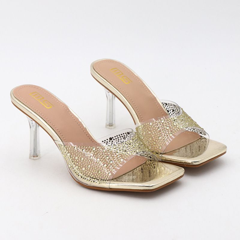 MS Elegant Transparent Crystal Stiletto Sandals For Women - Square Toe, PVC Upper, Rubber Sole, Available In Black/Gold/Silver (Sizes 36-42)_vogvips.com