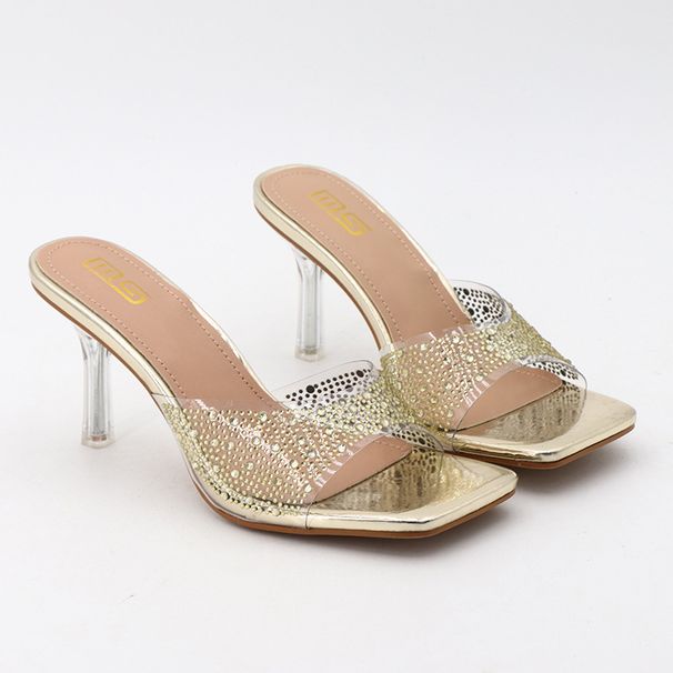 MS Elegant Transparent Crystal Stiletto Sandals For Women - Square Toe, PVC Upper, Rubber Sole, Available In Black/Gold/Silver (Sizes 36-42)_vogvips.com