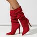 Elegant Women's Stiletto Boots - Chic Pointed Toe Slip-On Mid-Calf Suede Boots With PU Lining & Comfortable Rubber Sole_vogvips.com