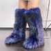 New High Boots And Knee High Snow Boots For Warmth, Imitation Fox Fur Boots, Imitation Raccoon Fur Boots, Y2K Fur Boots_vogvips.com