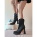 Women's Chunky Heel Platform Ankle Boots Square Toe Slouchy Boots With Back Zipper Stylish Stretch Boots Square Toe High Heeled Boots._vogvips.com
