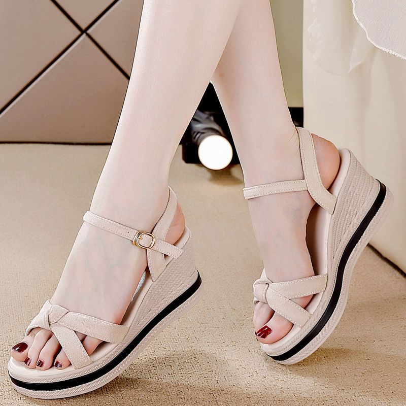 Women S Wedge Heel Shoes With Dresses Can Be Worn As Heightening Sandals For Ladies_vogvips.com