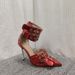 2025 New Model Silver Single Strap High Pumps European And American Style Pointed Stiletto Heel Closed Toe Plus Size_vogvips.com