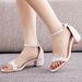 Women’s Shoes 5cm thick heel sandals shallow mouth one strap square heel buckle sandals white embroidered lace wedding shoes high heels_vogvips.com