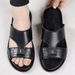 Summer 2025 Men's New Fashionable Trendy Leather One Word Anti Slip Sandals In Large Size_vogvips.com
