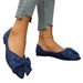 2024 Autumn New Style Shallow Flat European And American Casual Women's Shoes, Large Size, Foreign Trade Bowknot Pointed_vogvips.com