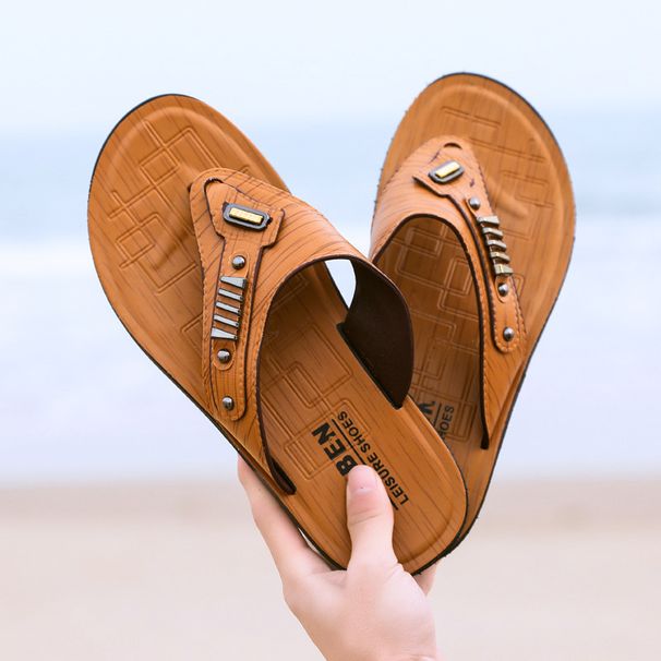 Unbeatable Quality Men's Fashionable With Flops, Flat Bottomed Shoes, Lightweight And Soft Soled Men's Flip Flops For Beach Sports_vogvips.com