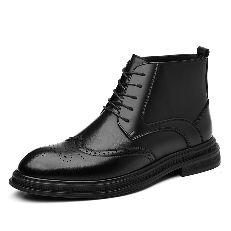 Men's Business Velvet Warm High-top Short Boots Extra Large Size Brock Retro Trend Leather Boots_vogvips.com